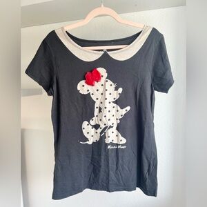 Women's Vintage Minnie Mouse Black T-shirt Size L